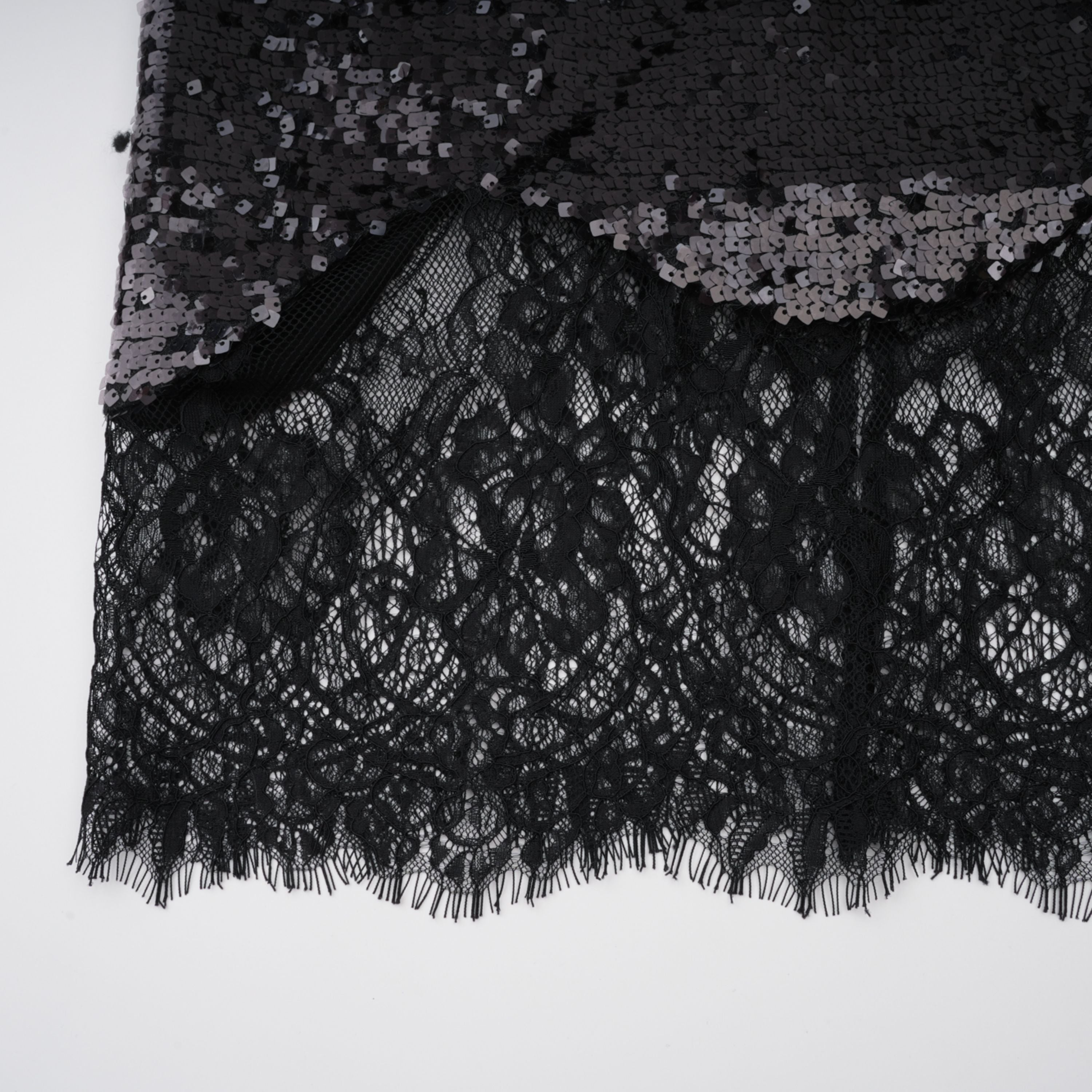 Ava Black Lace Panel Sequined Maxi Dress