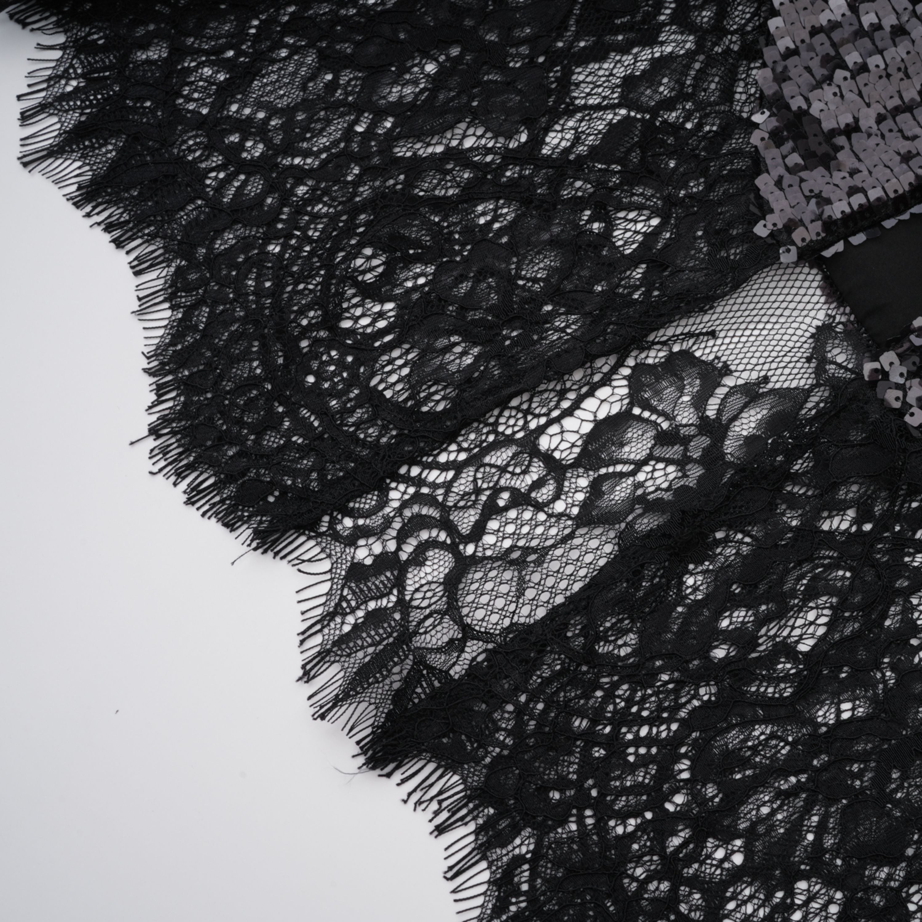 Ava Black Lace Panel Sequined Maxi Dress