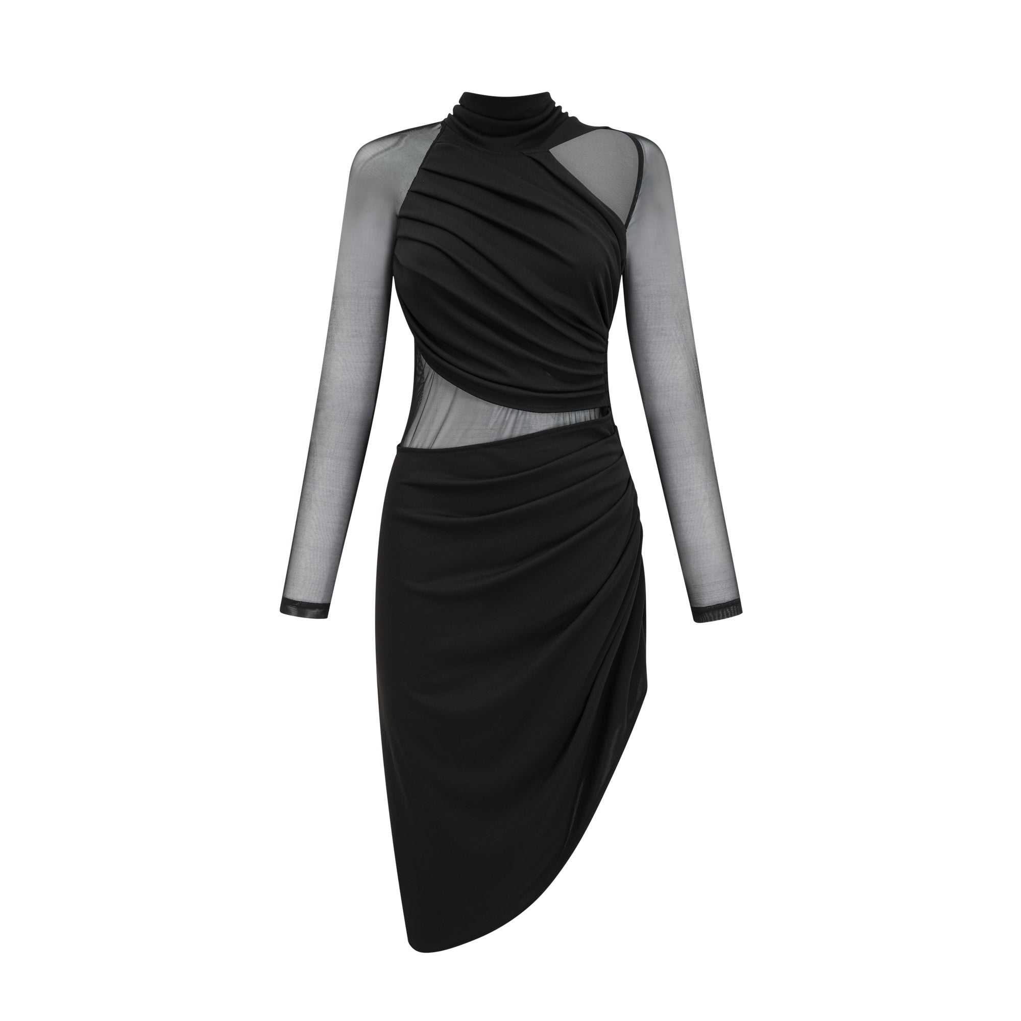Clarisse semi-sheer ruched midi dress (Final Sale-US Only)