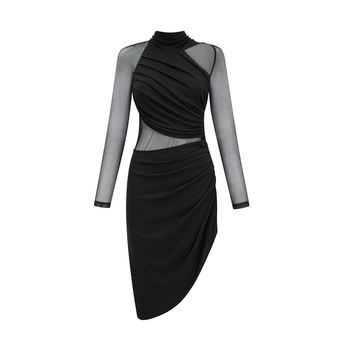 Clarisse semi-sheer ruched midi dress (Final Sale-US Only)