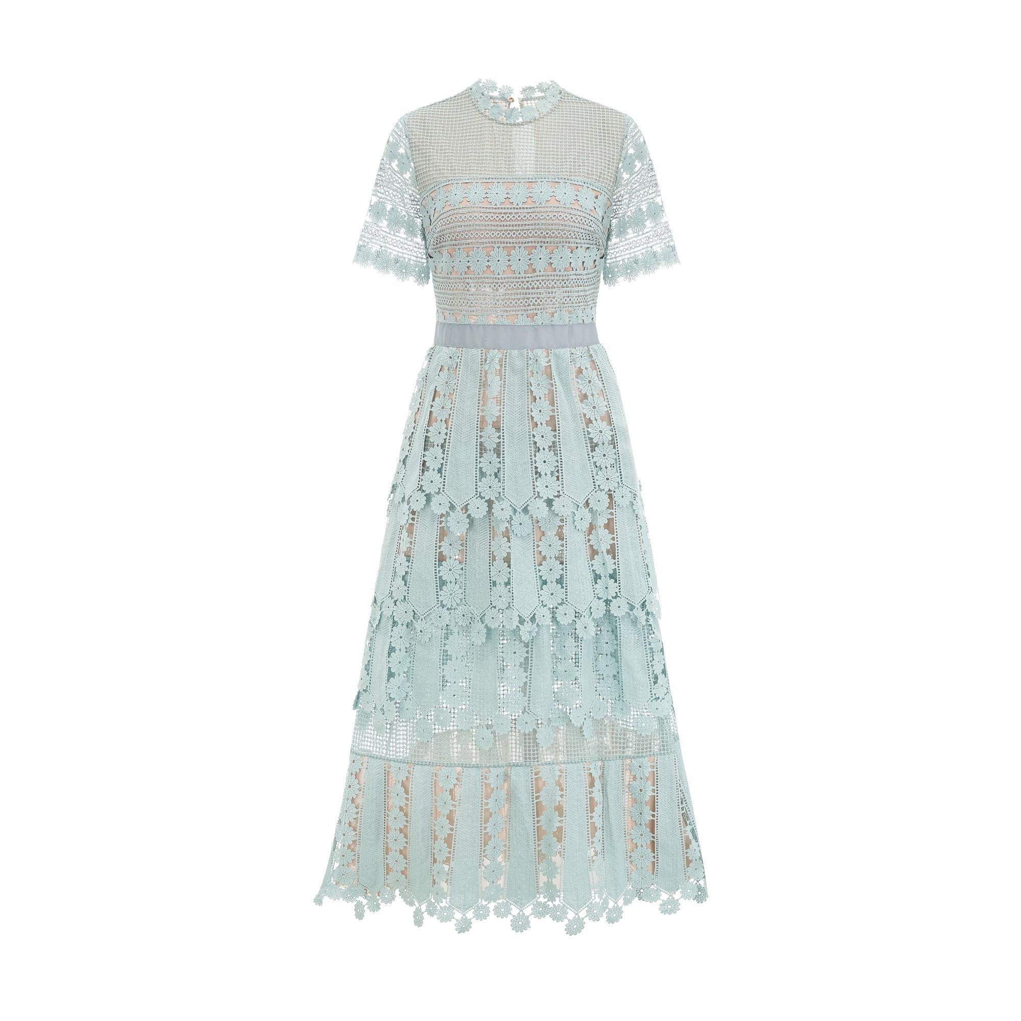 Océane green floral embroidered midi dress (Final Sale)