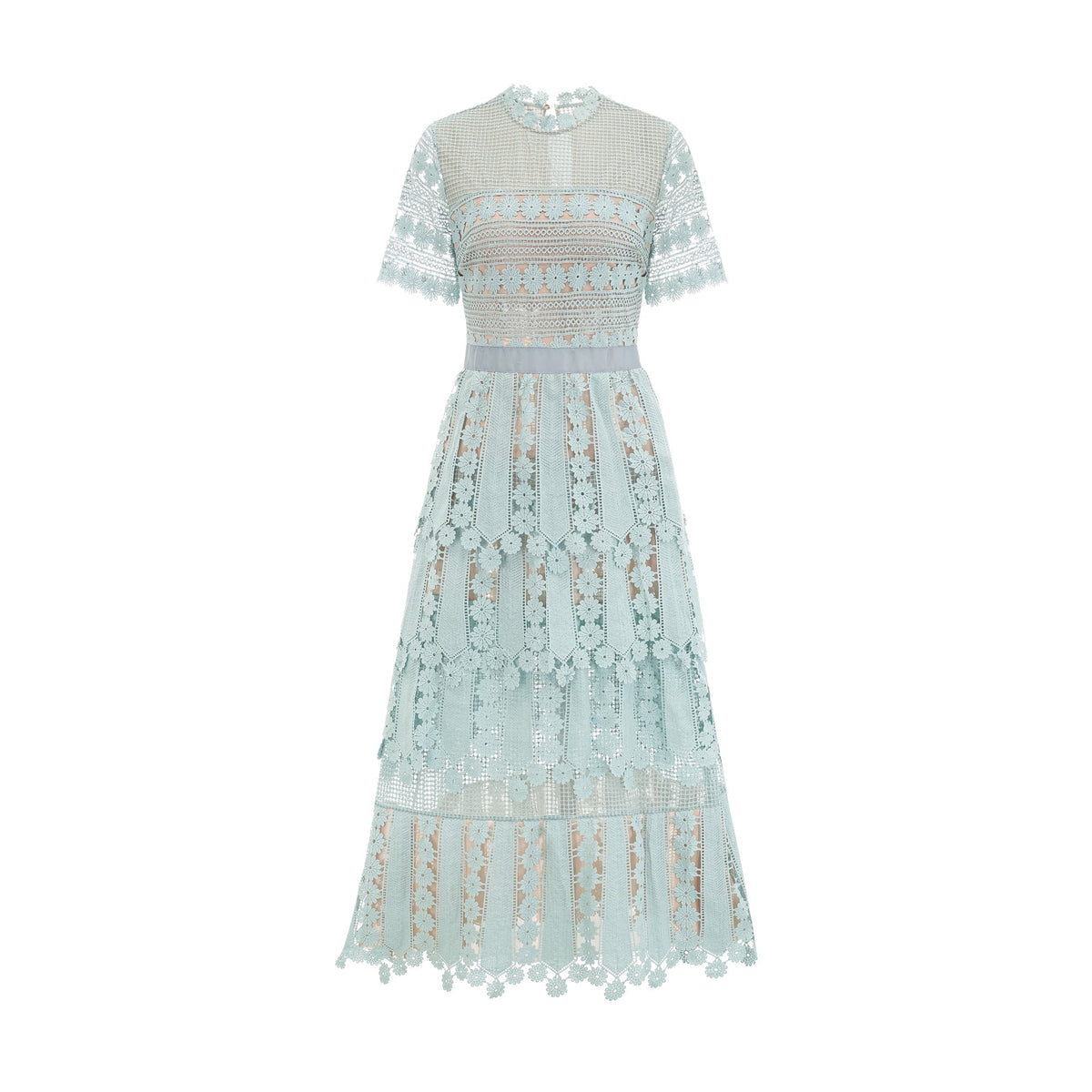 Océane green floral embroidered midi dress (Final Sale)