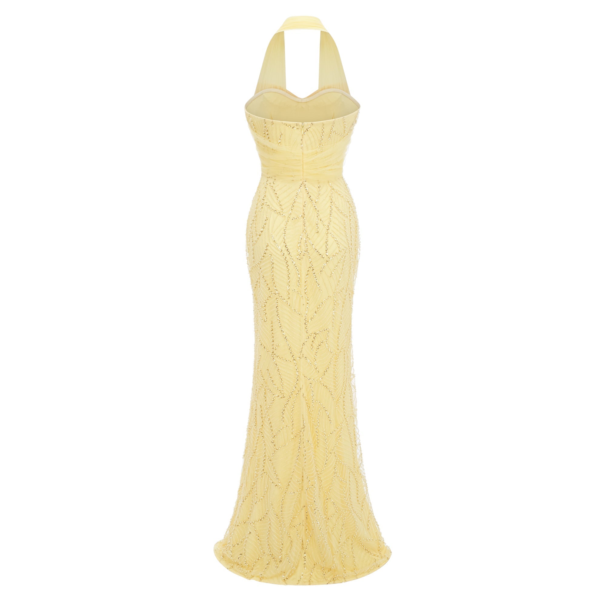 Antonia Yellow Halterneck Bow Maxi Dress