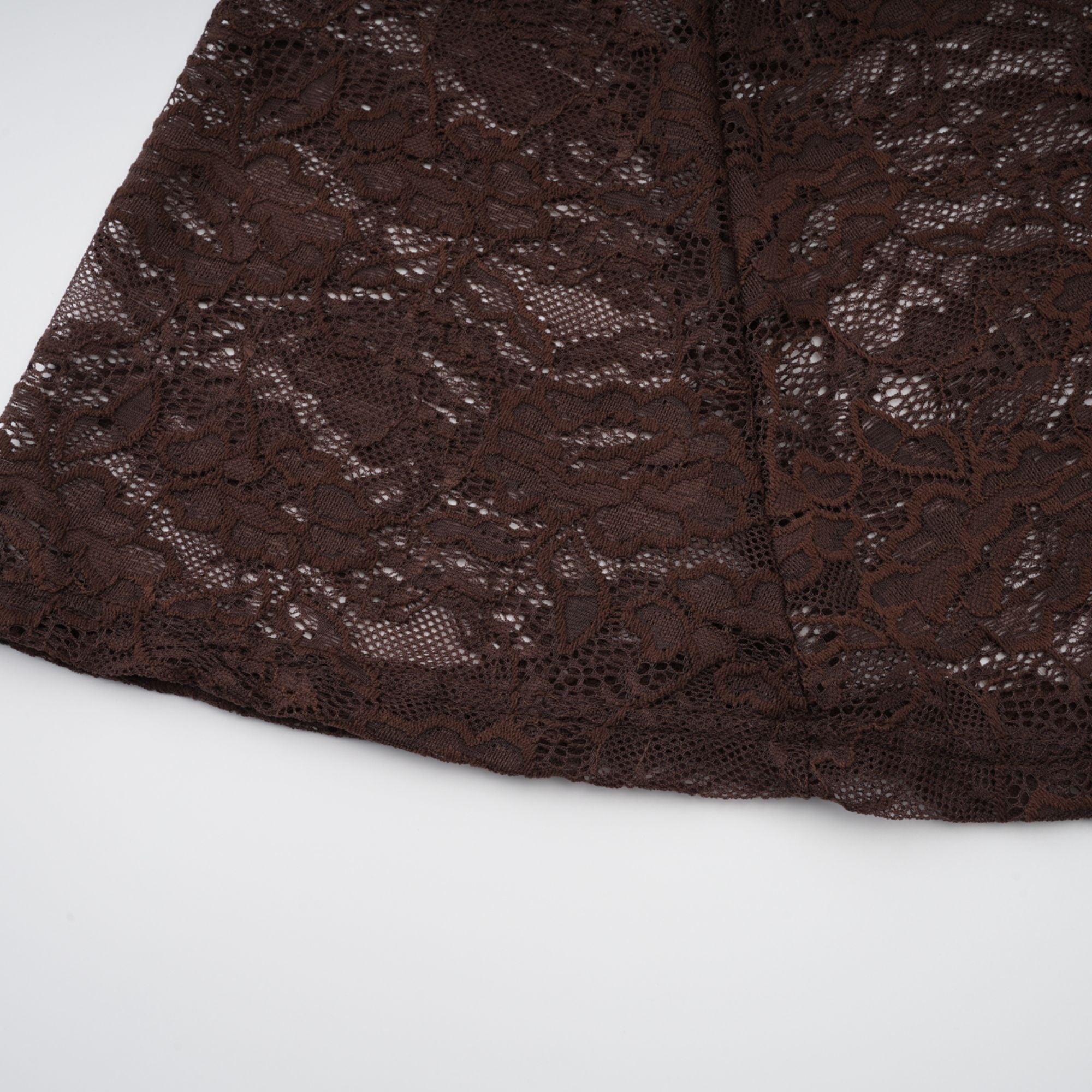 Brigitte Brown Lace Panel Ruched Maxi Dress