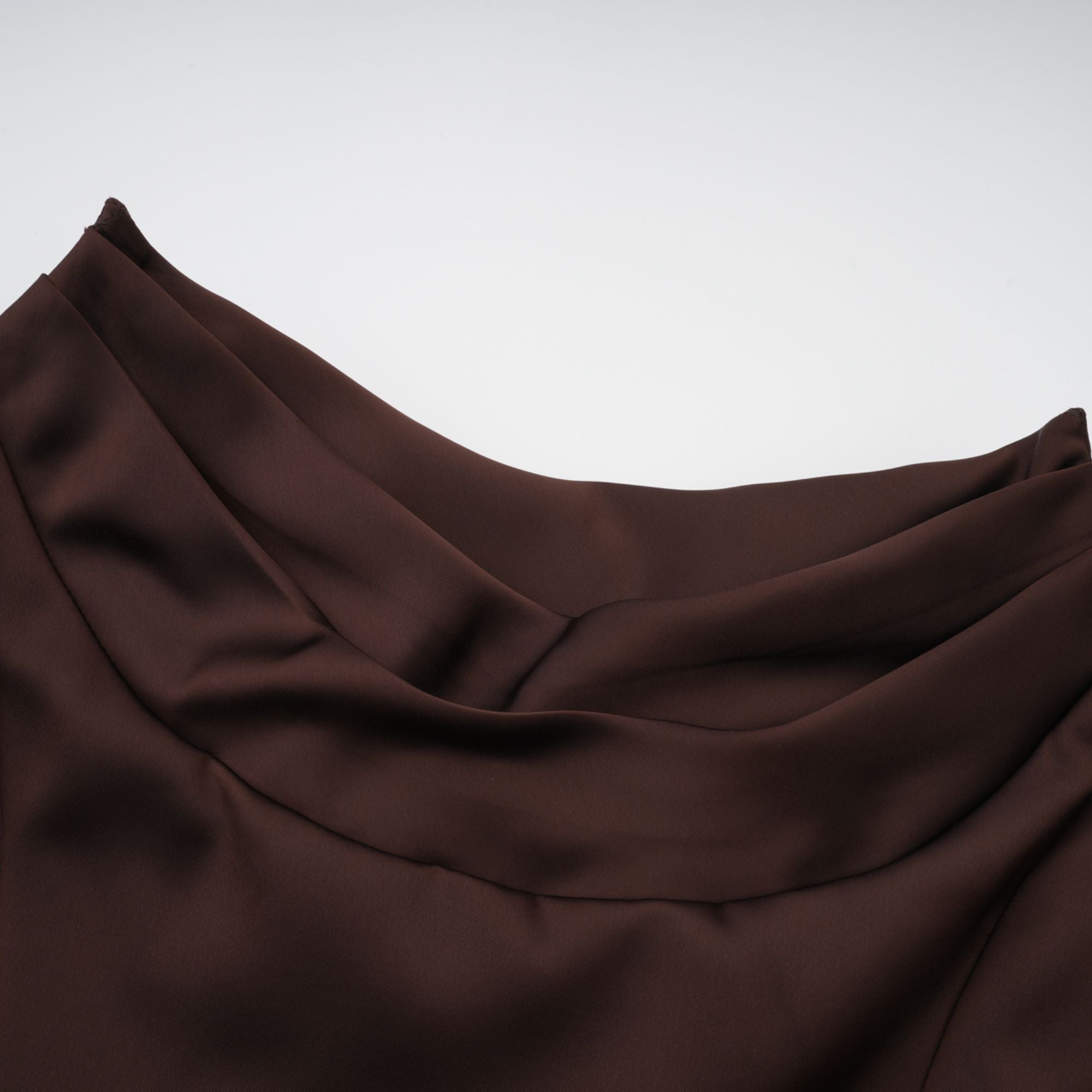 Marilou Brown Ruched Satin Maxi Dress