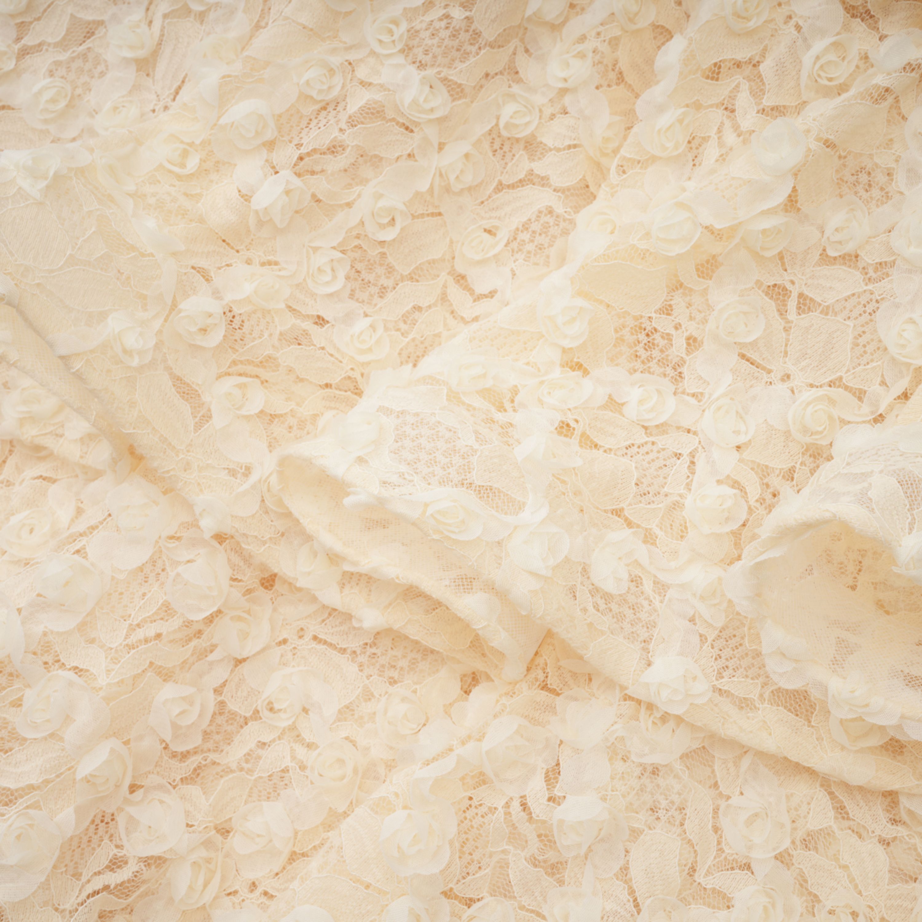 Halla Neutral Tiered Floral Lace Maxi Dress