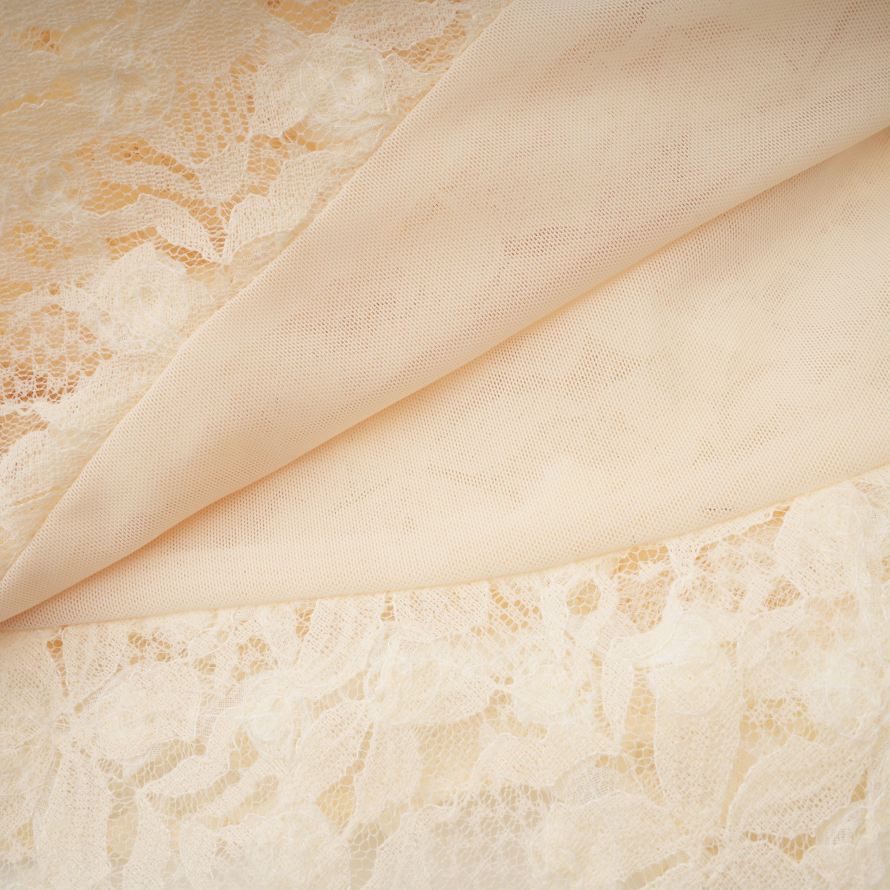 Halla Neutral Tiered Floral Lace Maxi Dress