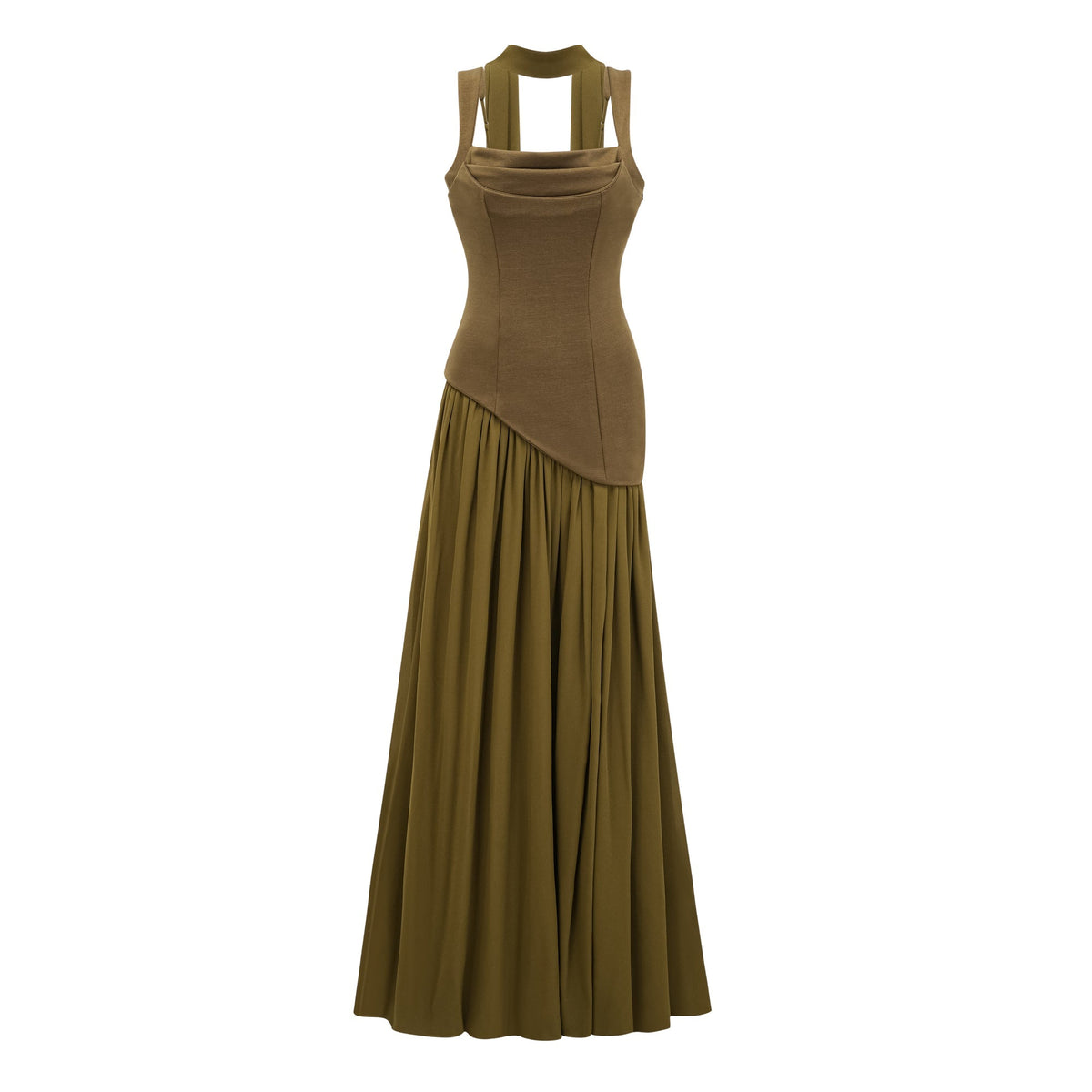 Sidonie Atrovirens Asymmetrical Maxi Gown (Without Gloves)