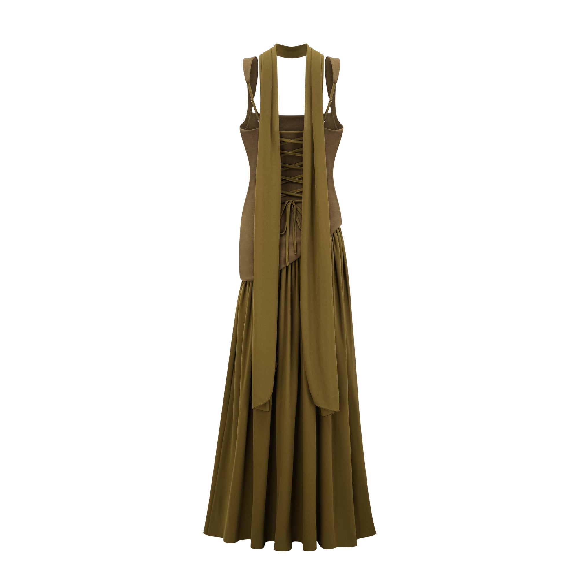 Sidonie Atrovirens Asymmetrical Maxi Gown (Without Gloves)