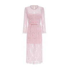 Elisabetta pink embellished floral-embroidered lace midi dress (Final Sale-US Only)