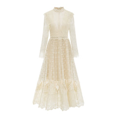 Éliane polka-dot lace-embroidered midi dress (Final Sale-US Only)