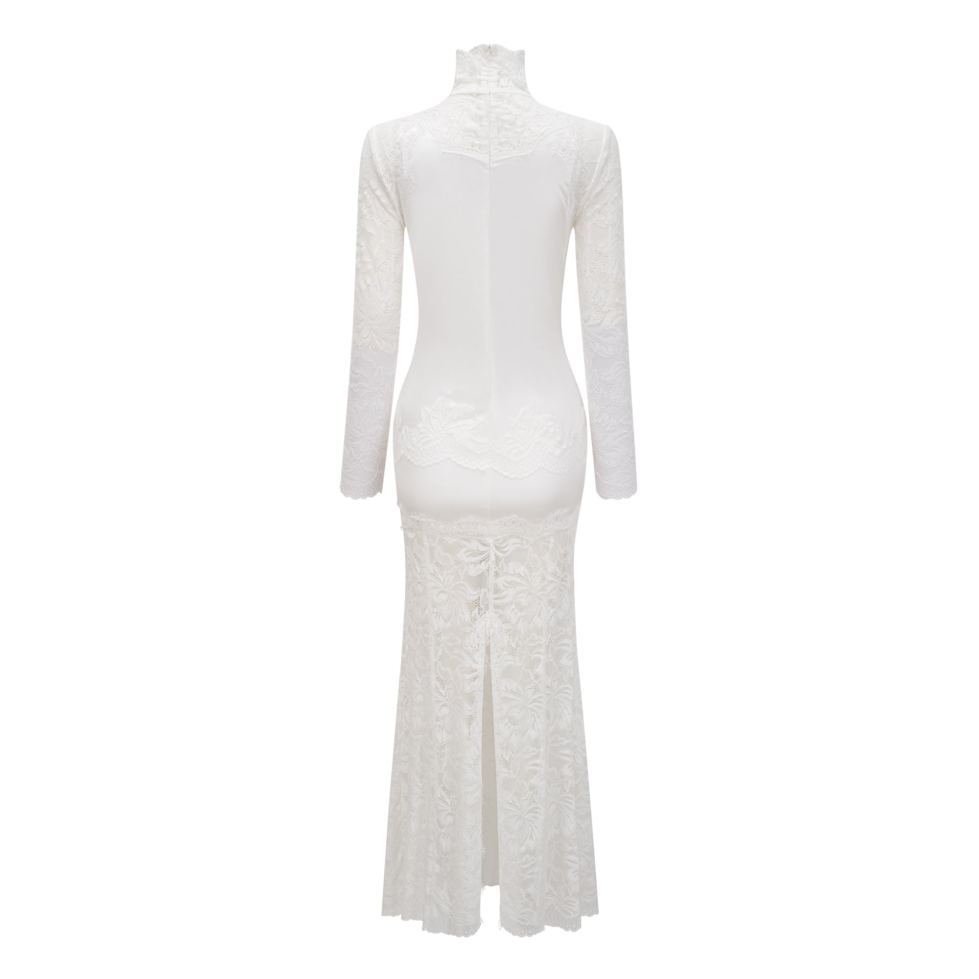 Airelle White Satin Panel Lace Maxi Dress
