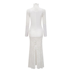 Airelle White Satin Panel Lace Maxi Dress