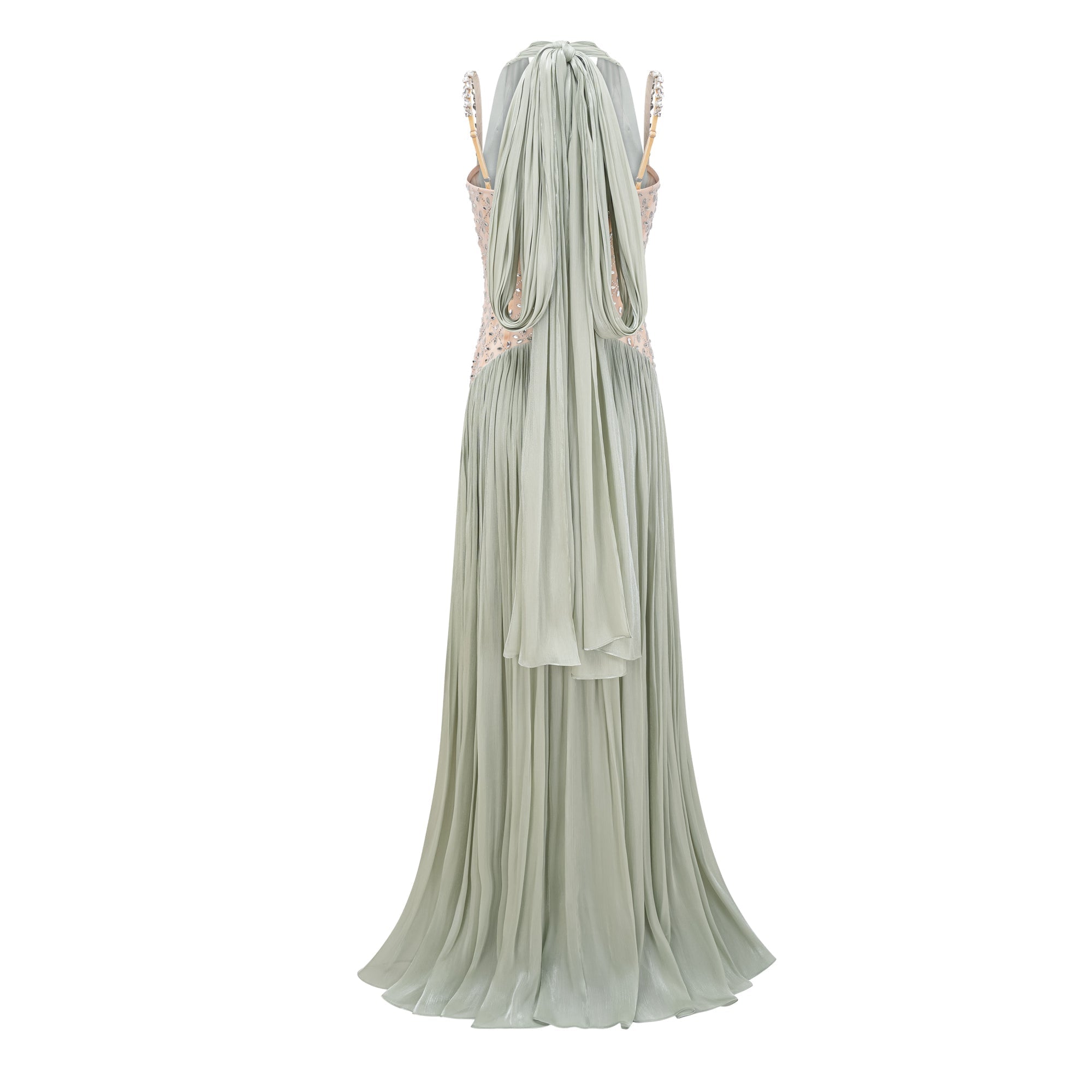 Gwenaëlle Green Rhinestone Panel Maxi Dress