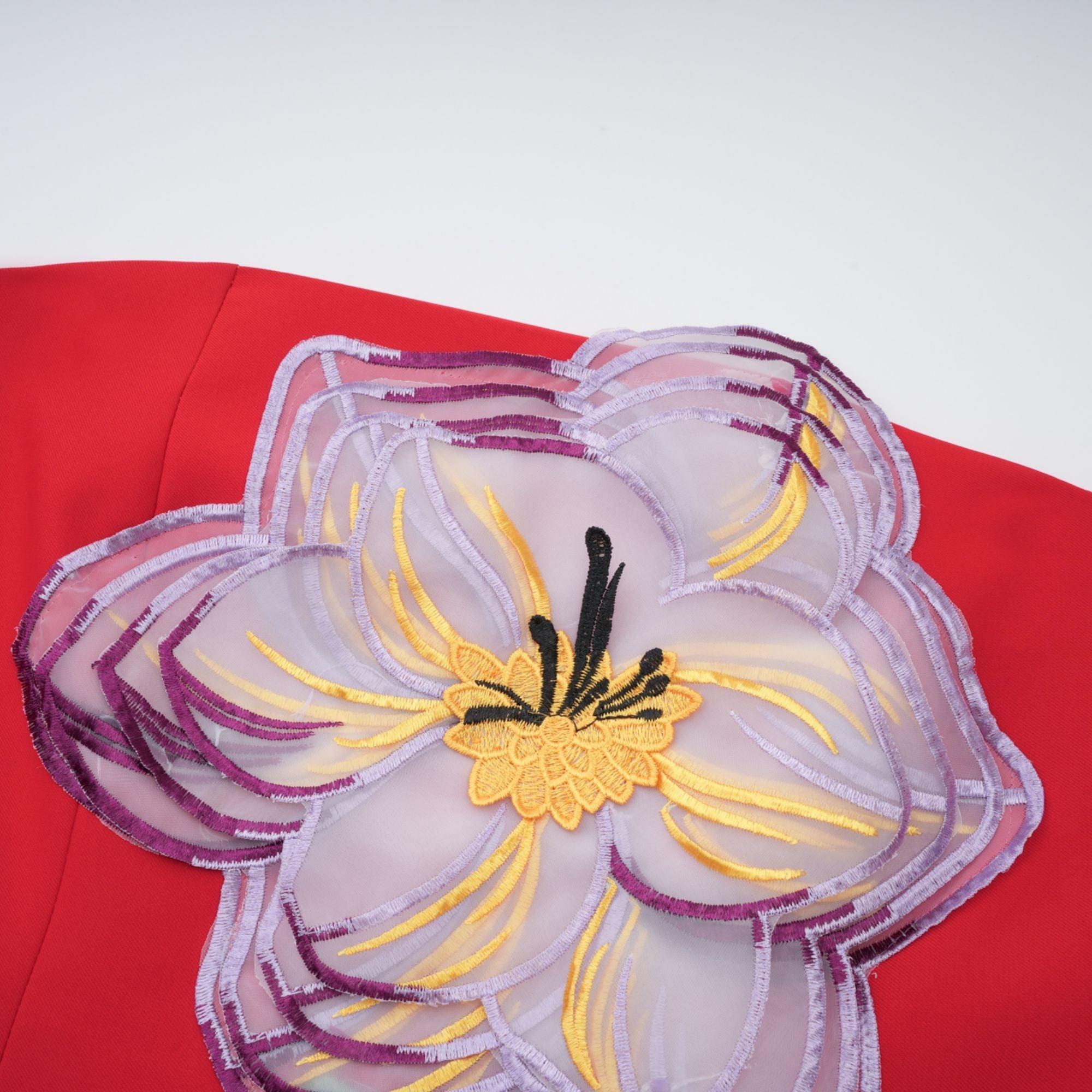 Irène Sequin Embroidered Off-Shoulder Midi Dress in Red (Final Sale-US Only)