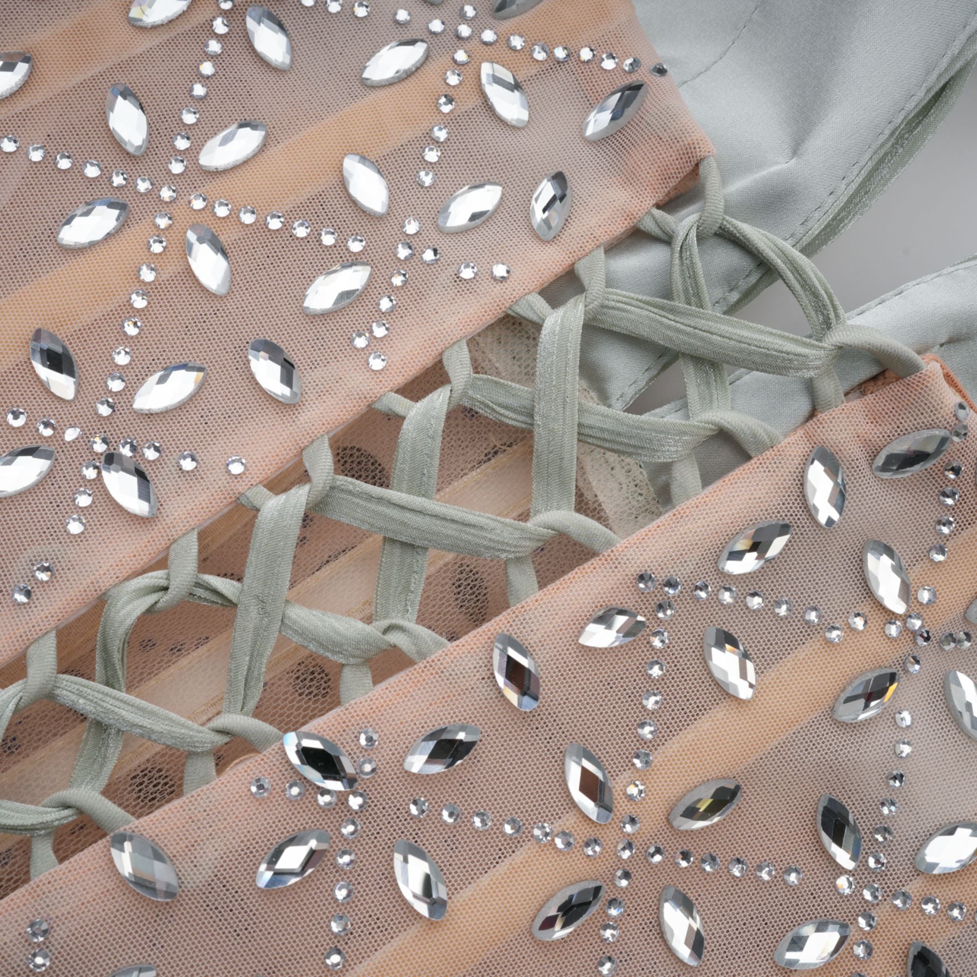 Gwenaëlle Green Rhinestone Panel Maxi Dress