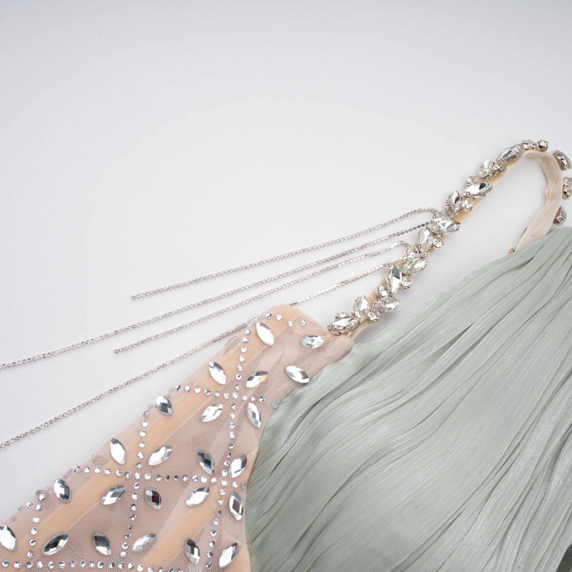 Gwenaëlle Green Rhinestone Panel Maxi Dress