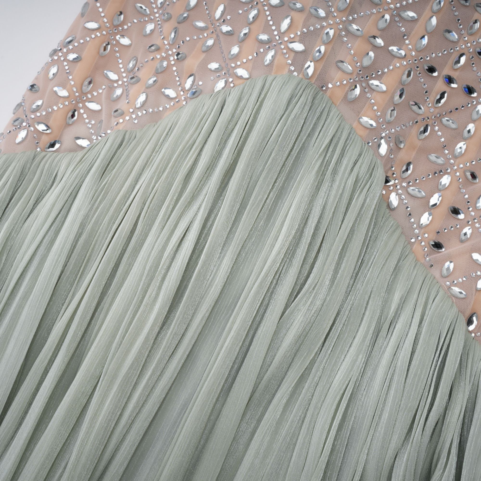 Gwenaëlle Green Rhinestone Panel Maxi Dress