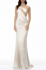 Gratiela Champagne Cut-Out Satin Maxi Dress