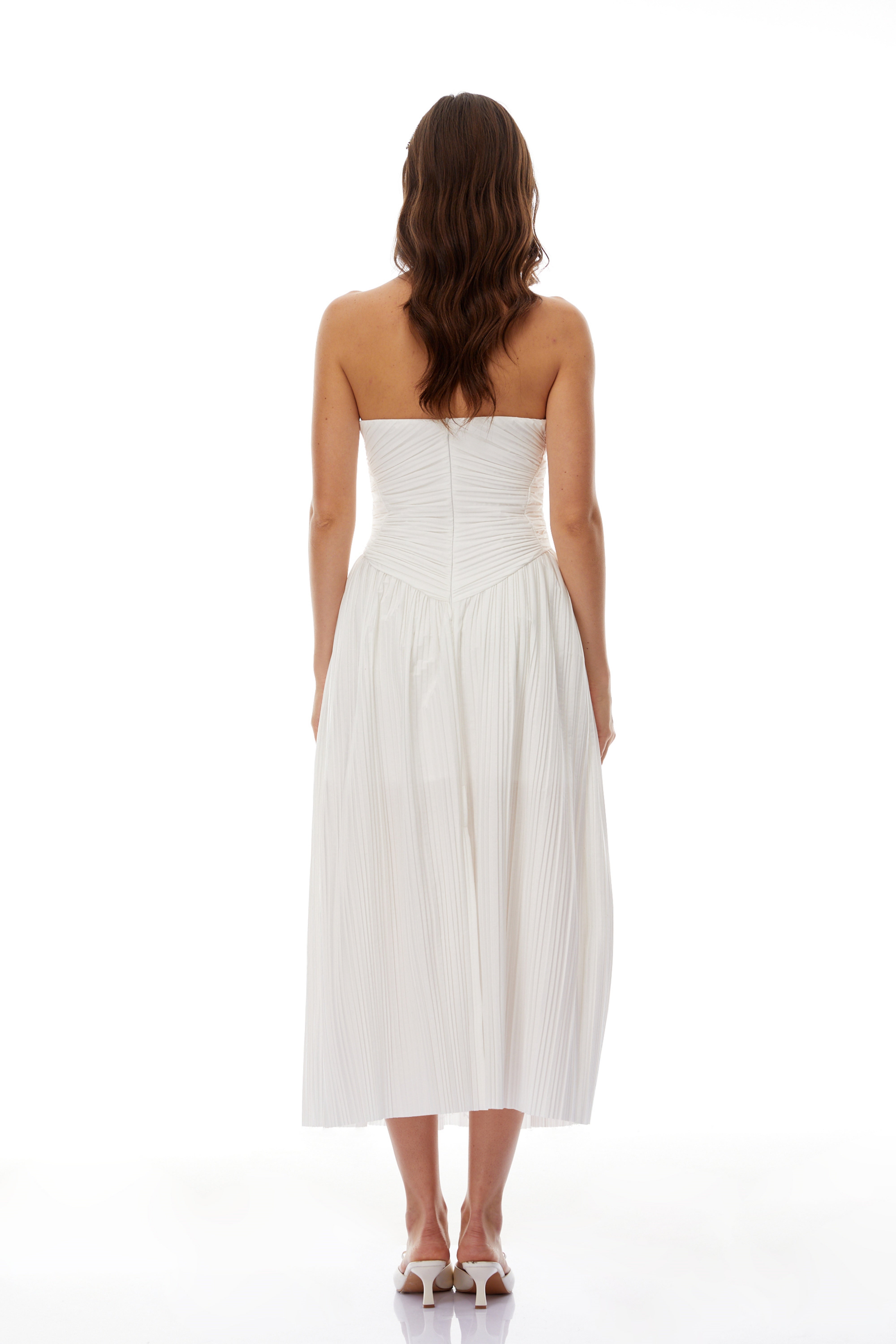 Ilinca White Off-Shoulder Ruched Maxi Dress