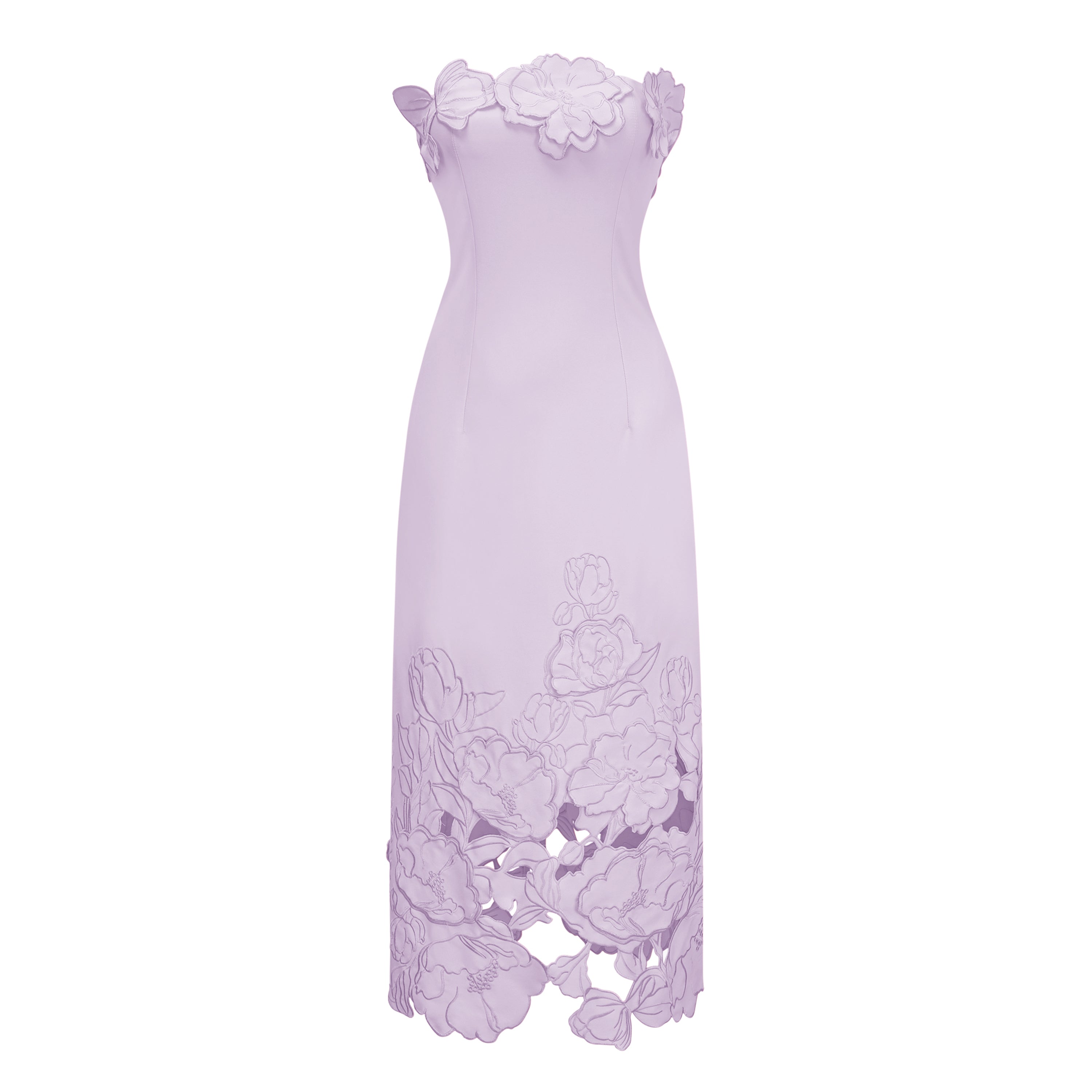 Inga Purple Strapless Floral Embroidered Maxi Dress
