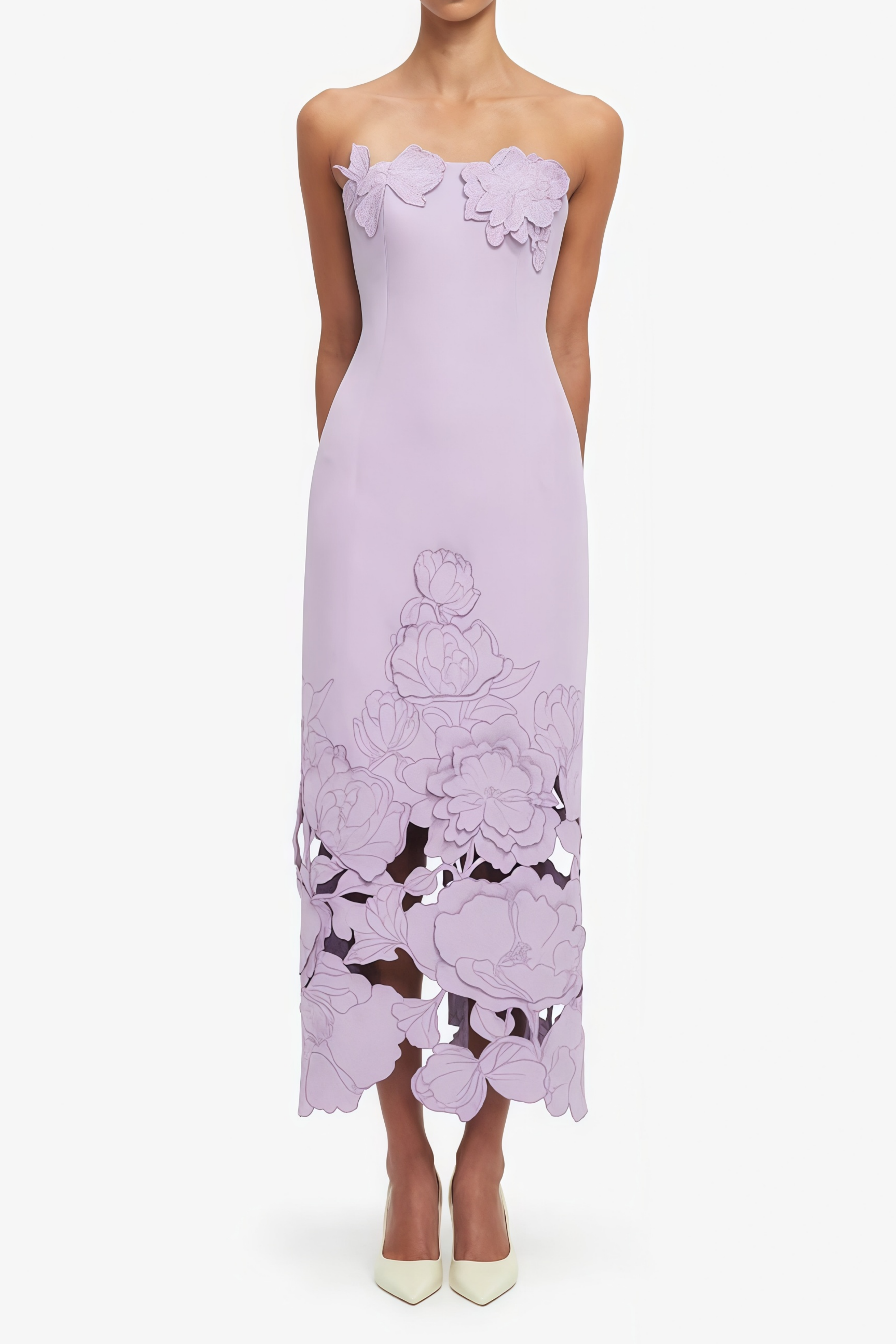 Inga Purple Strapless Floral Embroidered Maxi Dress