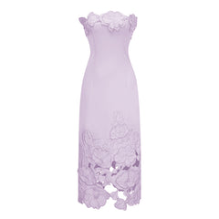 Inga Purple Strapless Floral Embroidered Maxi Dress