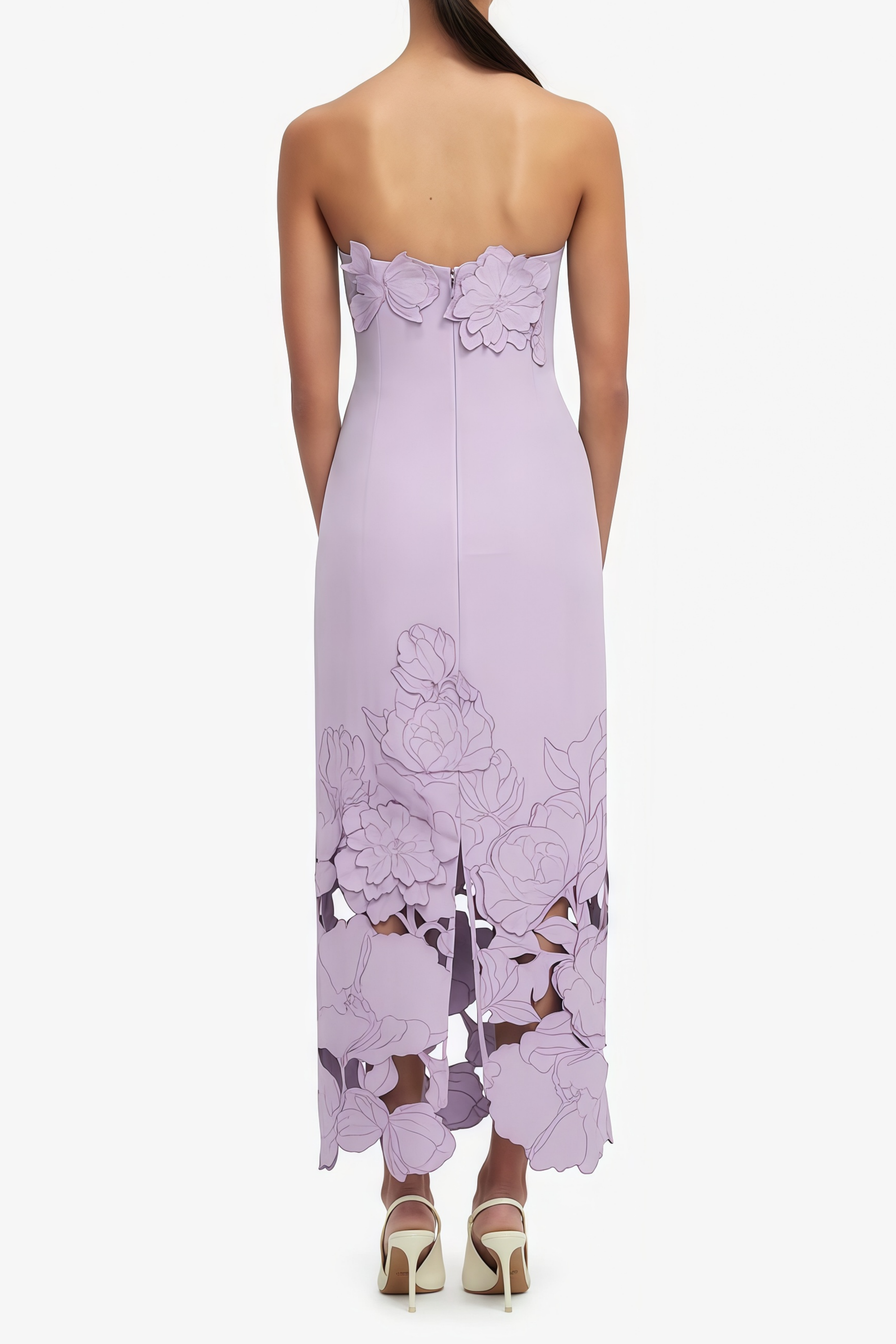 Inga Purple Strapless Floral Embroidered Maxi Dress