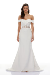 Ingrid White Off Shoulder Mermaid Maxi Dress