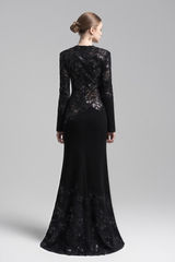 Mathilde Black Embroidered Maxi Dress