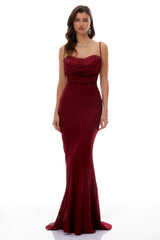 Judith Burgundy Mock Croc Maxi Dress