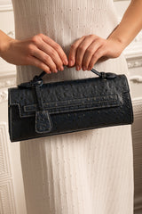 Sophisticated Rectangular Purse With Dotted Pattern - Dark Blue