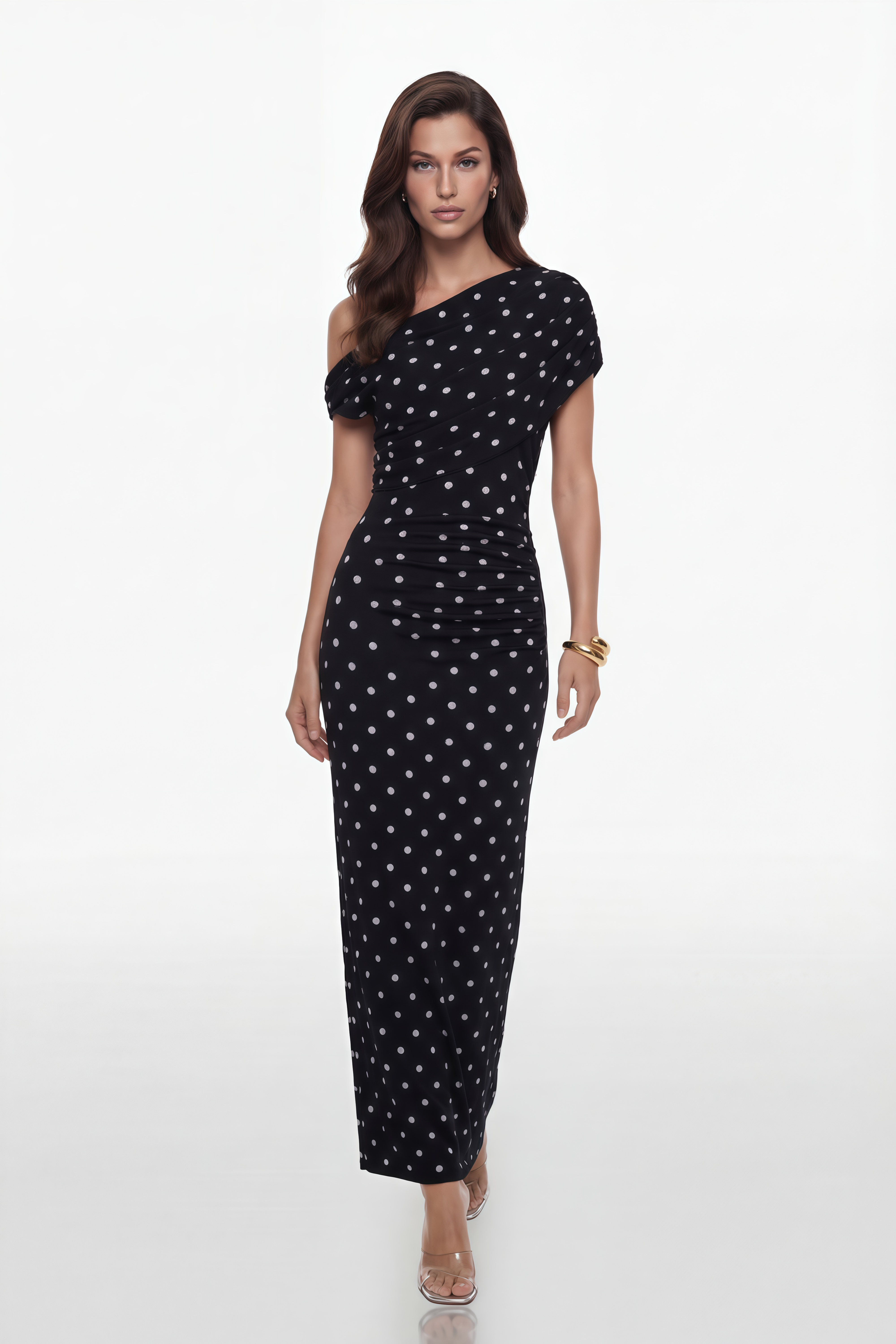 Maya One Shoulder Polka Dot Maxi Dress