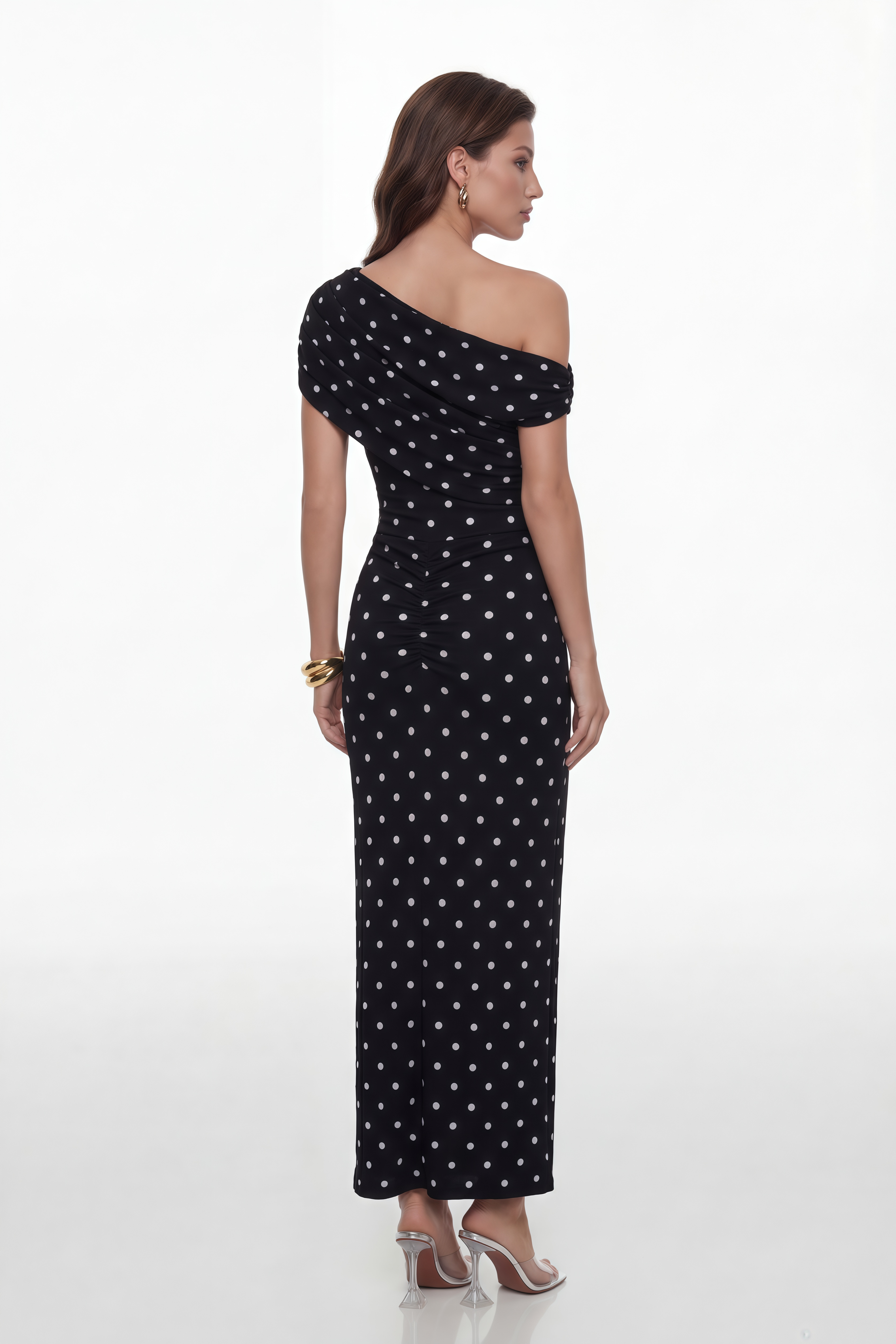 Maya One Shoulder Polka Dot Maxi Dress