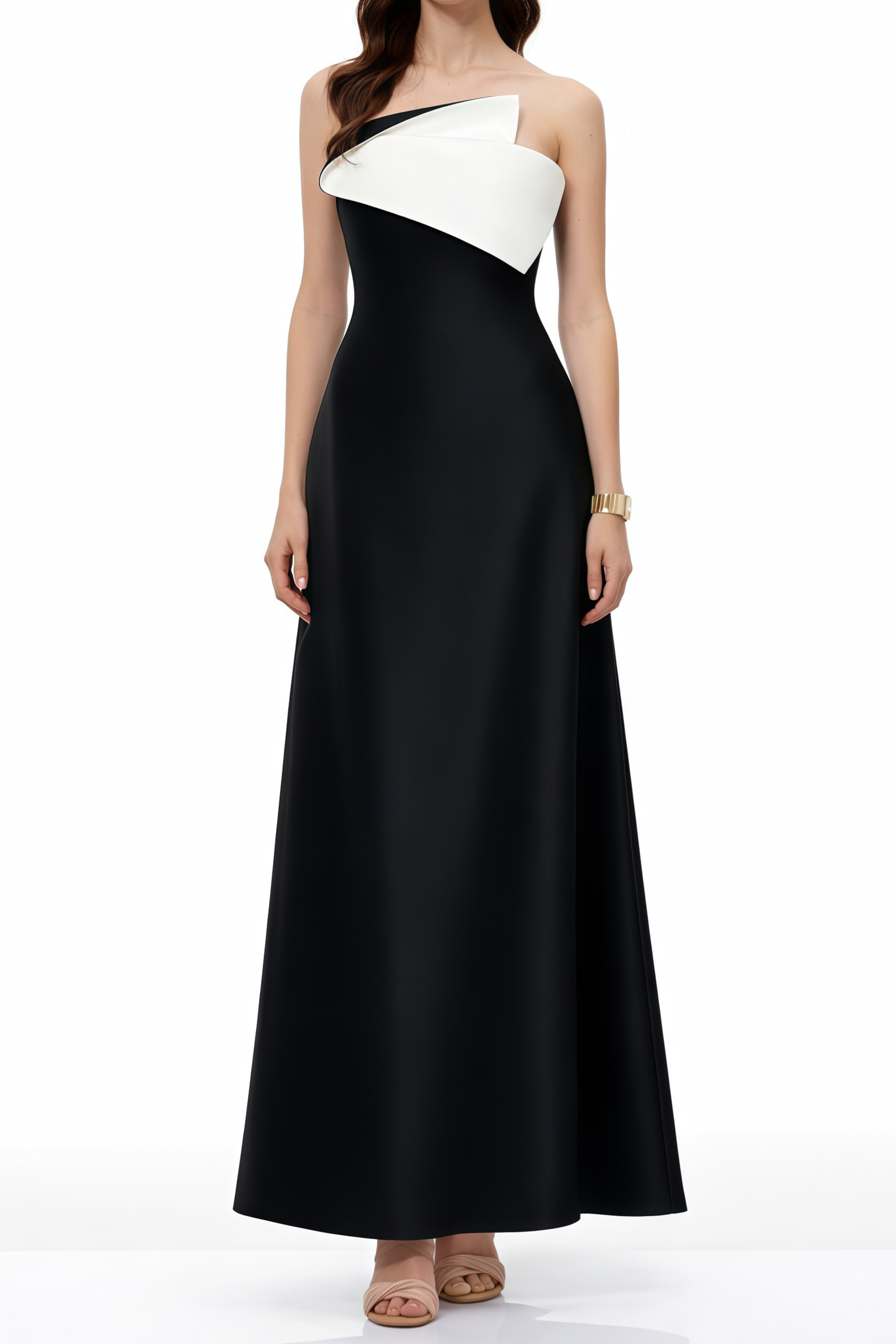 Nicole Black Folded Color Blocked Maxi Dress