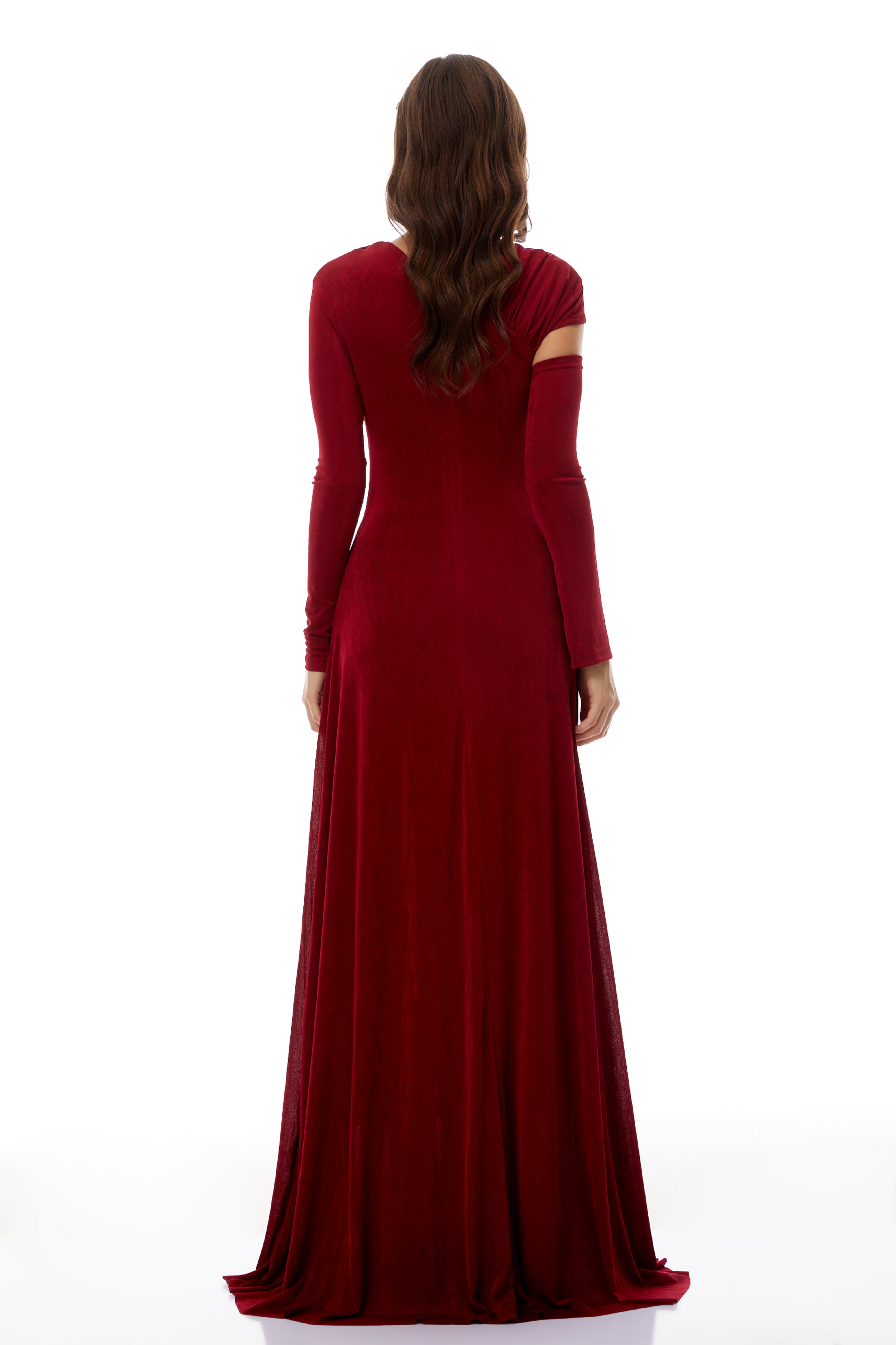 Rolf Red Cut-Out Ruched Maxi Dress