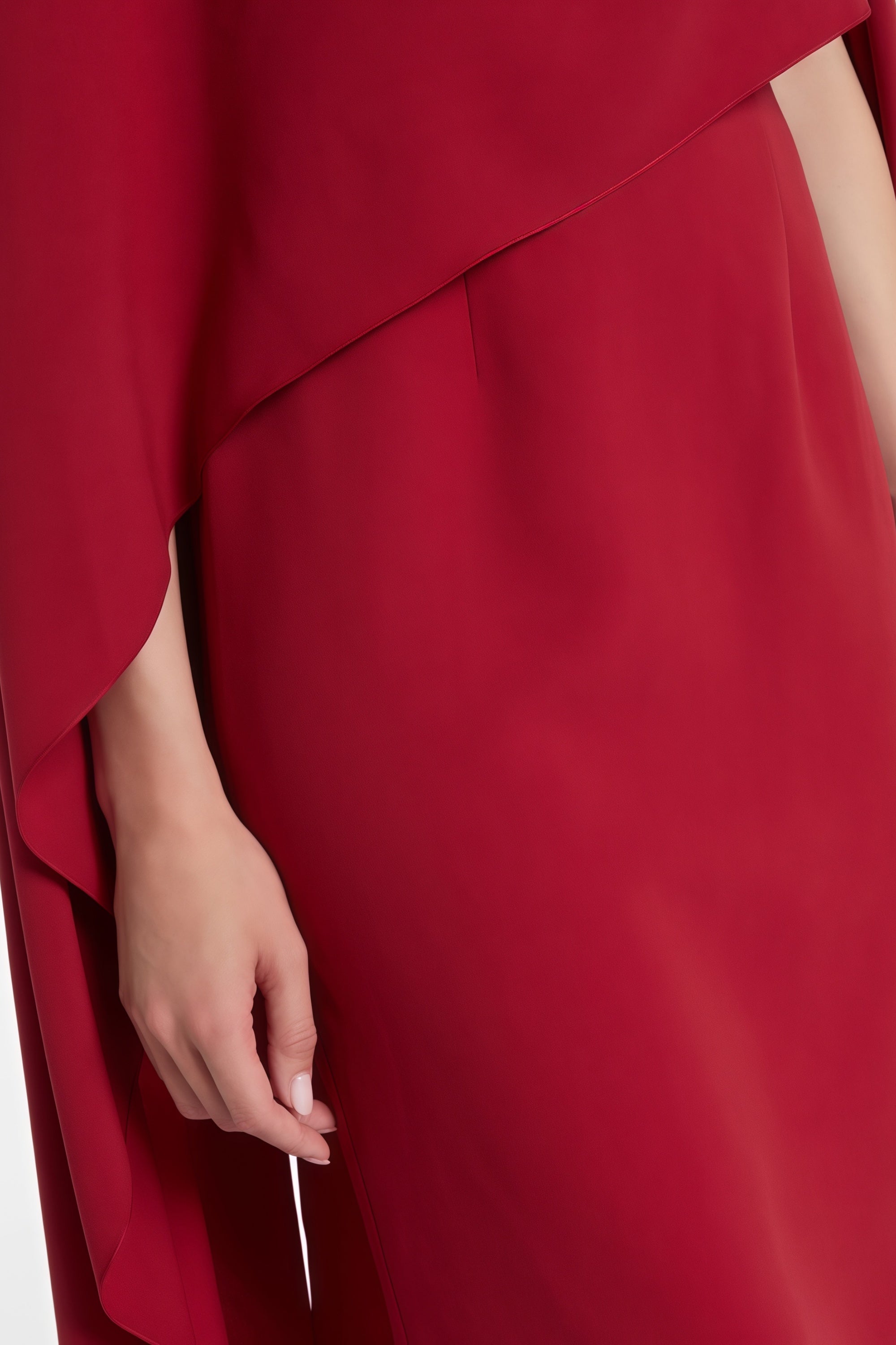 Zinhle Red Draped Cape Maxi Dress