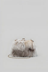 Faux Fur Clutch Bag with Kiss-Lock Closure – Khaki
