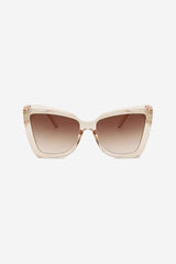 Oversized Cat-Eye Sunglasses with Interlocking Chain Temples – Beige