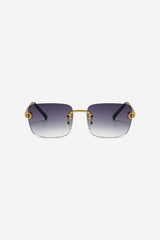 Rimless Square Sunglasses with Twisted Gold Rope Temples – Purple Gradient