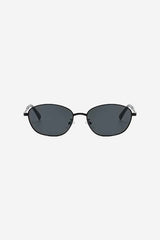 Slim Oval Sunglasses with Lightweight Metal Frame – Black
