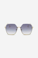 Oversized Hexagon Sunglasses with Ultra-Thin Gold Frame – Purple