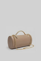 Structured Clutch Bag with Snake Handle And Gold Chain – Khaki